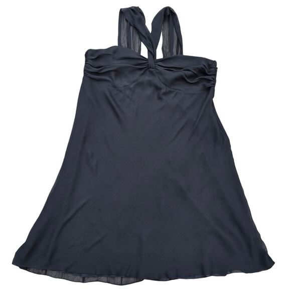 Plus Size Black Dress Lane Bryant Size 28 Flowy Georgette Twist Front Halter - Picture 8 of 8